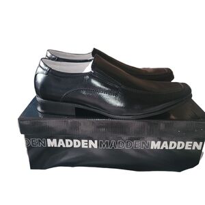 Steve Madden Black Slip-On Loafers Polished Leather
